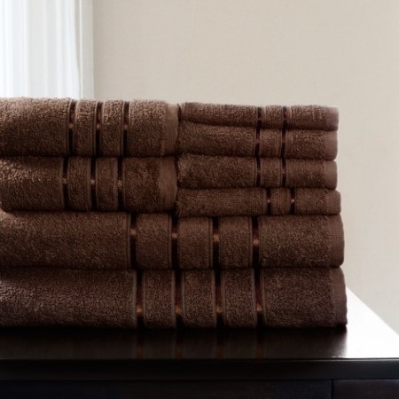 HASTINGS HOME Hastings Home 8 Piece 100 Percent Cotton Plush Bath Towel Set Choc 181608FEE